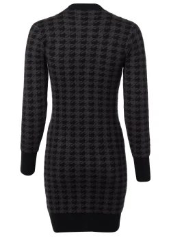 Holland Cooper Dresses-Hepburn Mini Dress Grey Houndstooth