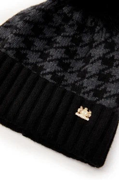 Holland Cooper Hats & Headbands|Hats & Headbands-Heritage Bobble Hat Grey Houndstoooth