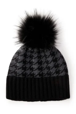 Holland Cooper Hats & Headbands|Hats & Headbands-Heritage Bobble Hat Grey Houndstoooth