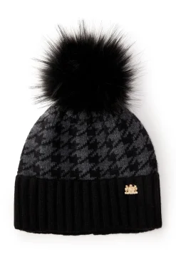 Holland Cooper Hats & Headbands|Hats & Headbands-Heritage Bobble Hat Grey Houndstoooth