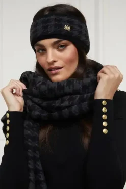 Holland Cooper Accessories|Headwear-Heritage Headband Grey Houndstooth