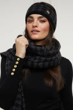 Holland Cooper Accessories|Headwear-Heritage Headband Grey Houndstooth