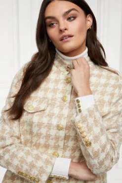 Holland Cooper Gifts For Her|Capes-Highbury Cape Coat Camel Houndstooth