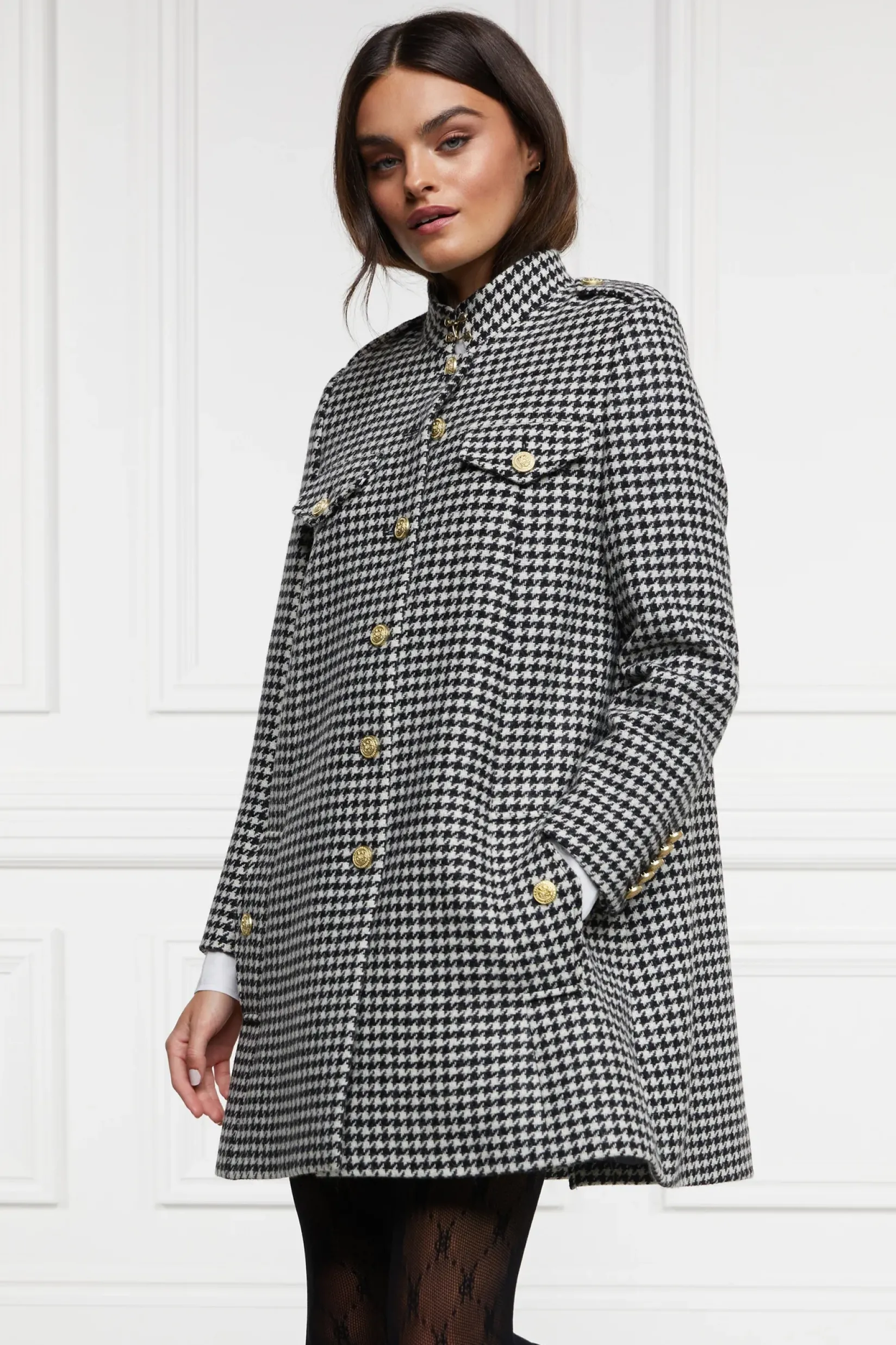Holland Cooper Capes|Coats-Highbury Cape Coat Houndstooth