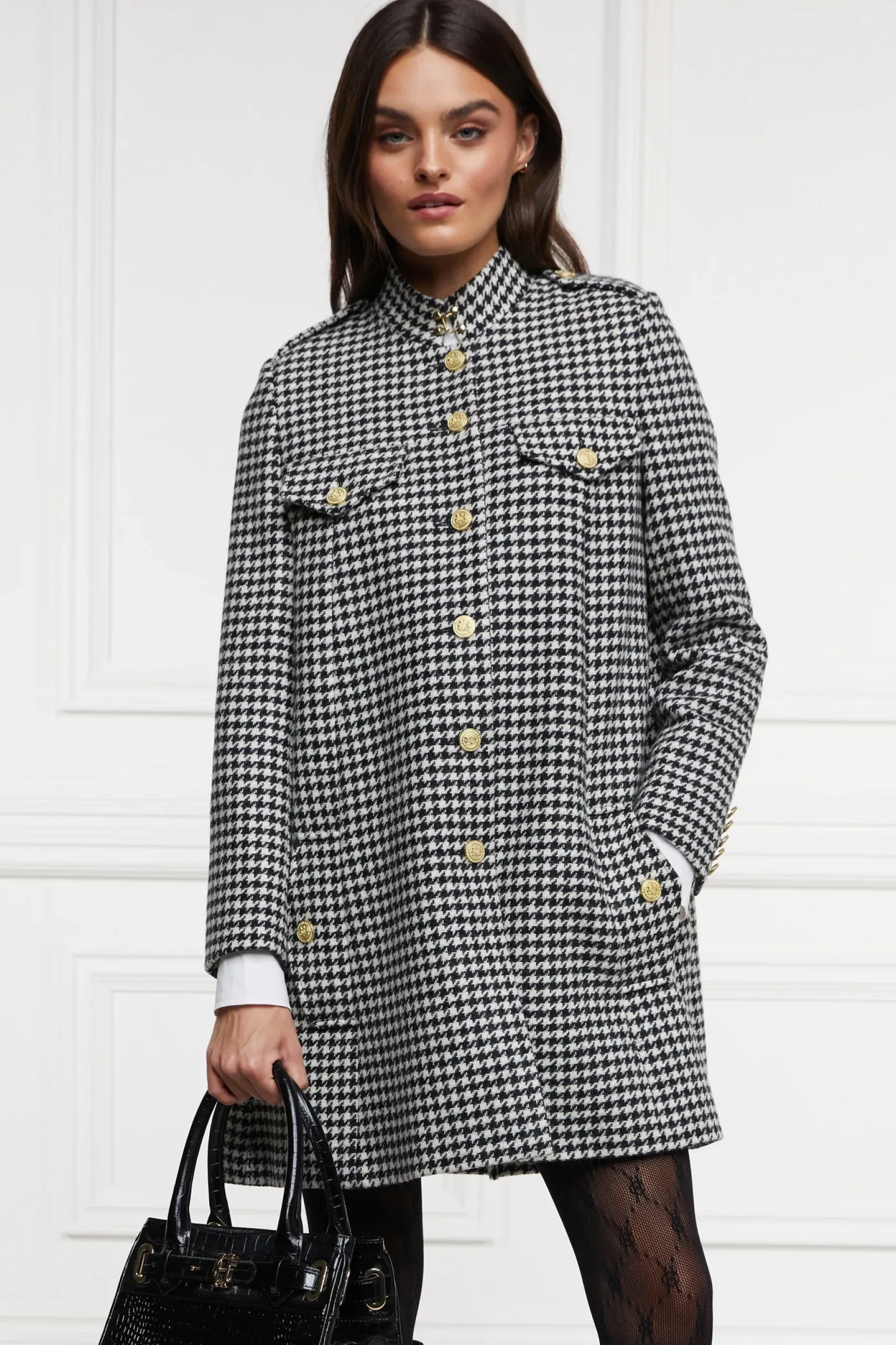 Holland Cooper Capes|Coats-Highbury Cape Coat Houndstooth