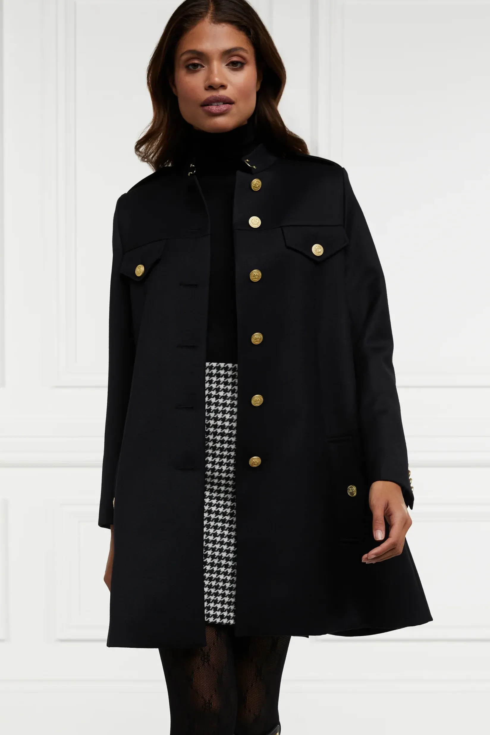 Holland Cooper Capes|Coats-Highbury Cape Coat Black Twill