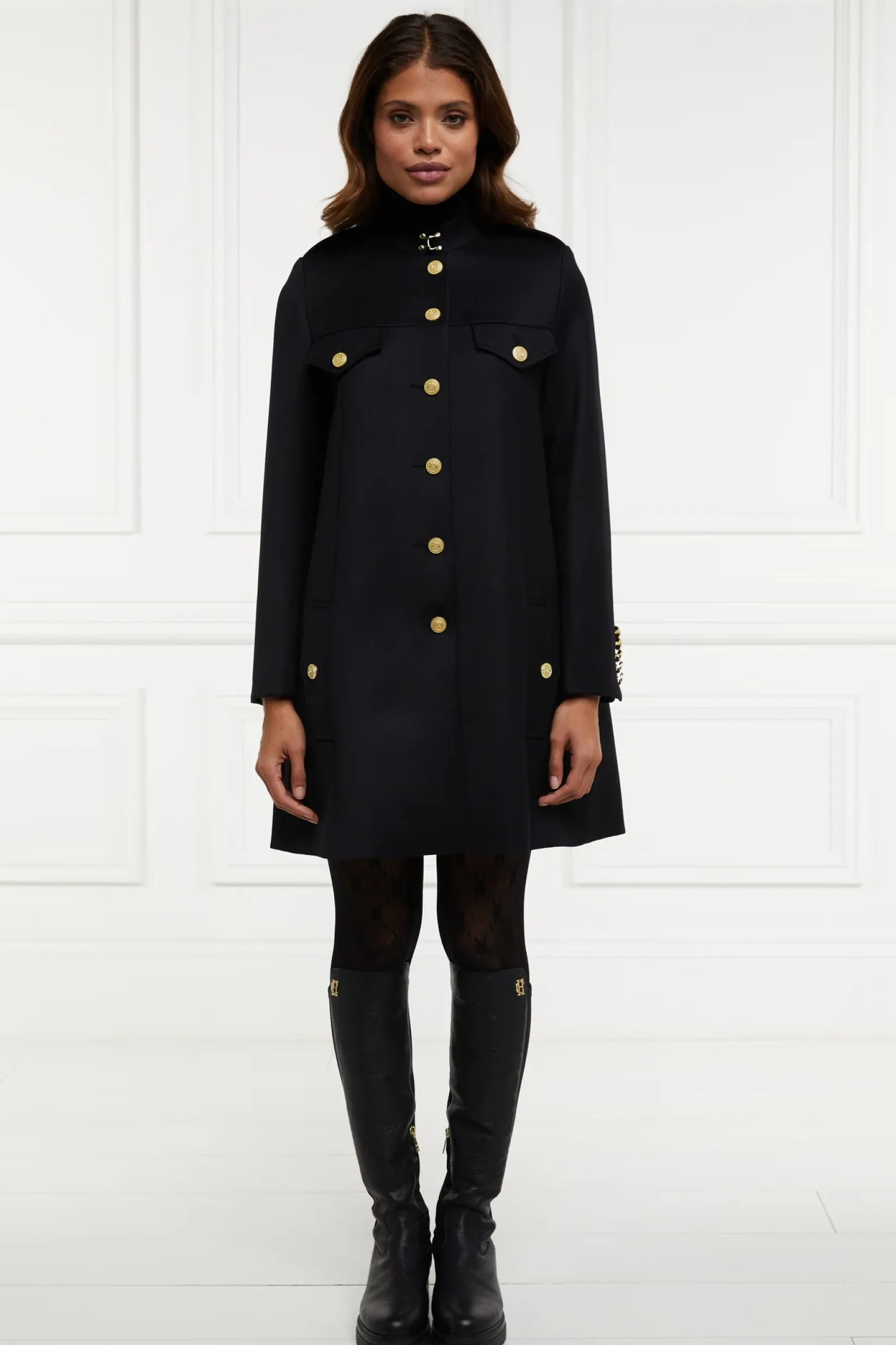 Holland Cooper Capes|Coats-Highbury Cape Coat Black Twill