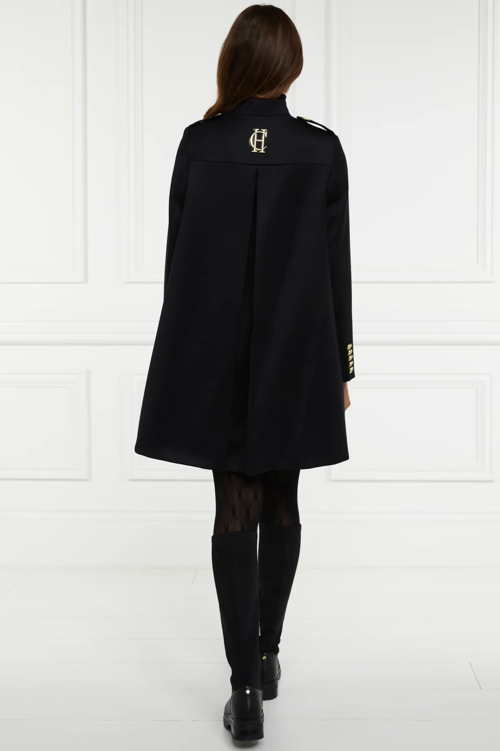 Holland Cooper Capes|Coats-Highbury Cape Coat Black Twill
