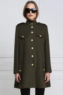 Holland Cooper Capes|Coats-Highbury Cape Coat Khaki Barathea