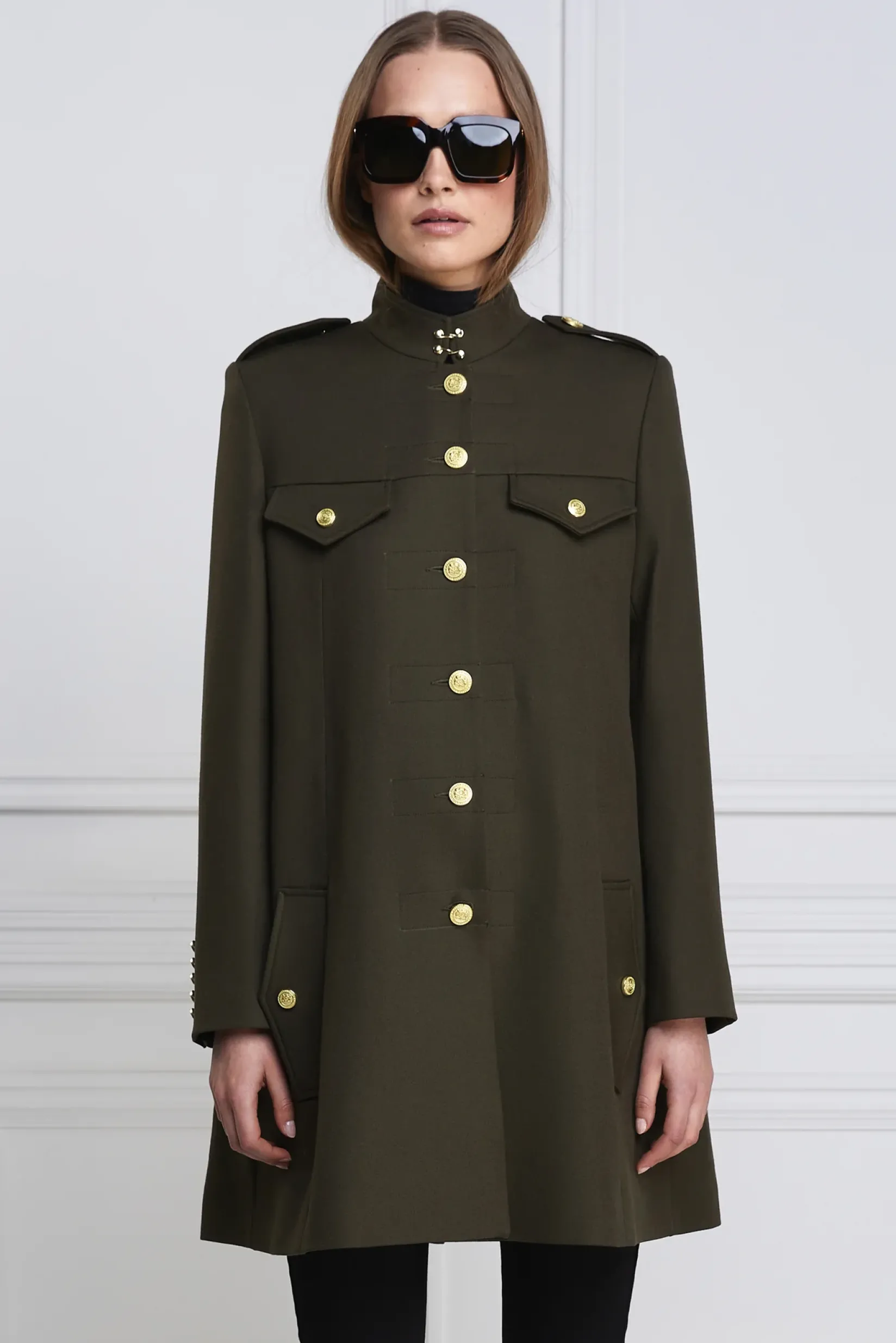 Holland Cooper Capes|Coats-Highbury Cape Coat Khaki Barathea