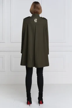 Holland Cooper Capes|Coats-Highbury Cape Coat Khaki Barathea