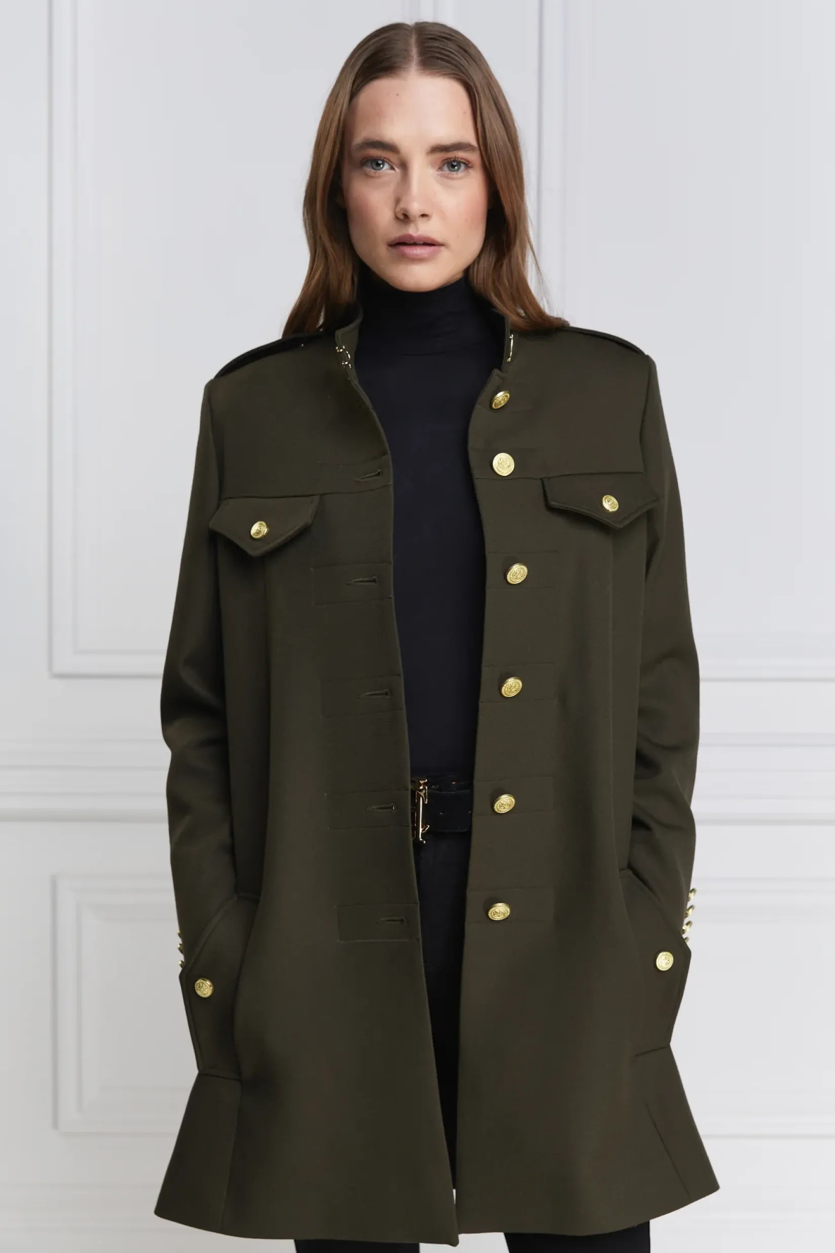 Holland Cooper Capes|Coats-Highbury Cape Coat Khaki Barathea