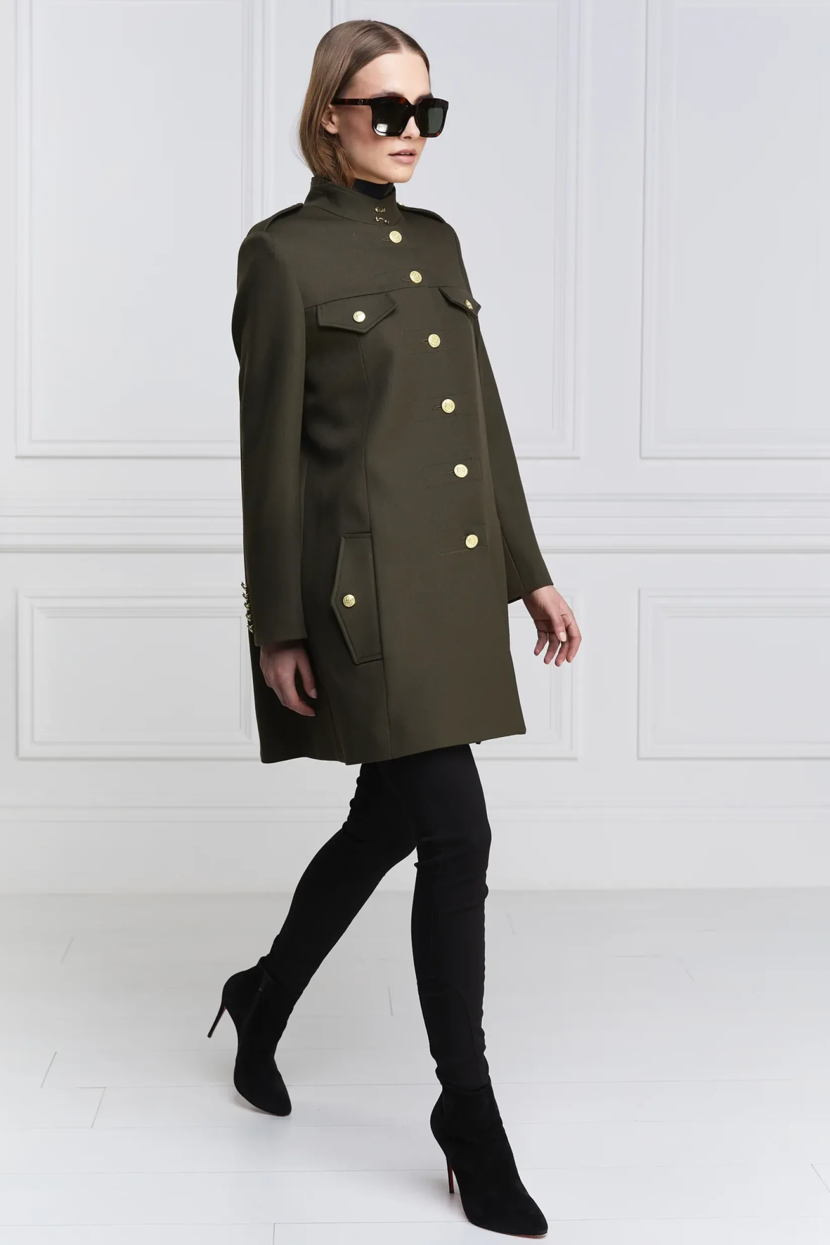 Holland Cooper Capes|Coats-Highbury Cape Coat Khaki Barathea