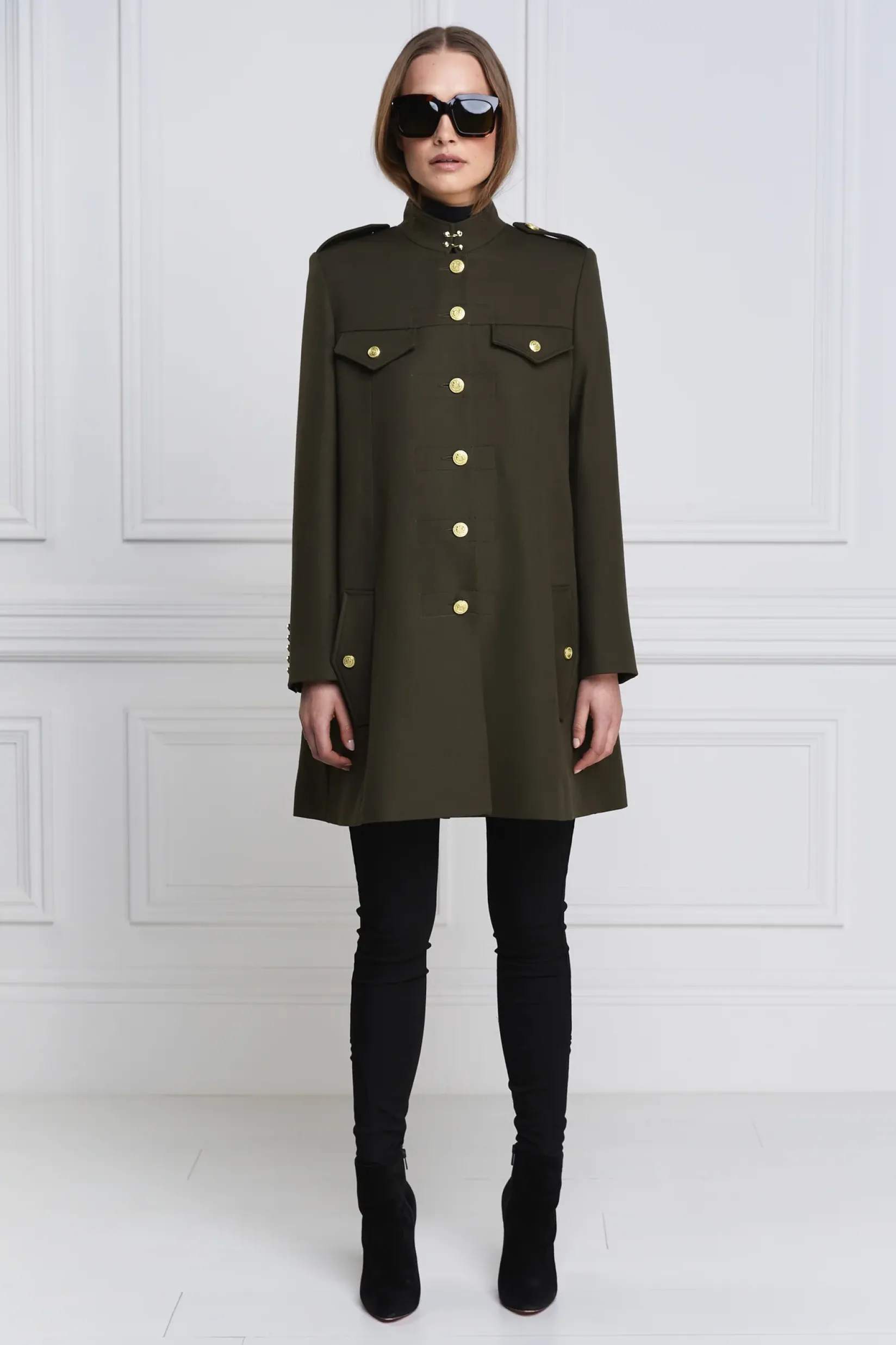 Holland Cooper Capes|Coats-Highbury Cape Coat Khaki Barathea