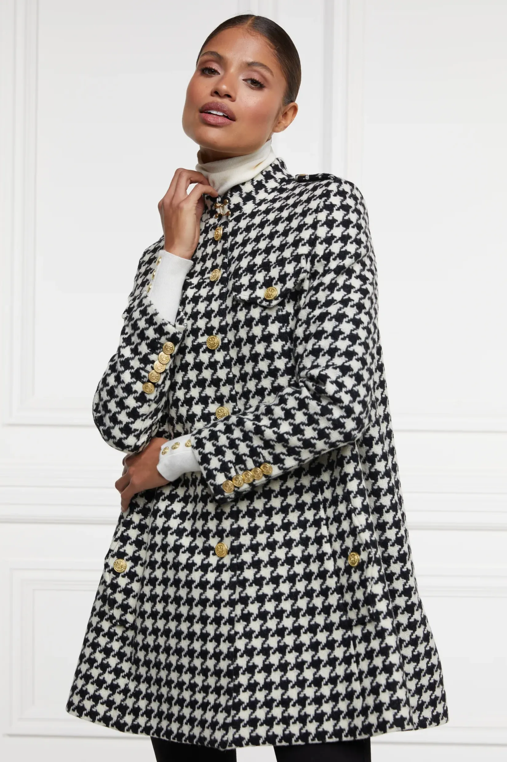 Holland Cooper Capes|Coats-Highbury Cape Coat Large Scale Houndstooth