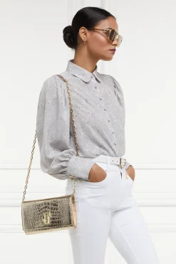 Holland Cooper Clutch Bags|Bags-Highbury Clutch Bag Gold Croc