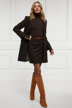 Holland Cooper Coats|Country Collection-Highgrove Coat Chocolate Herringbone