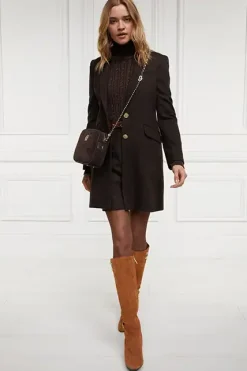 Holland Cooper Coats|Country Collection-Highgrove Coat Chocolate Herringbone
