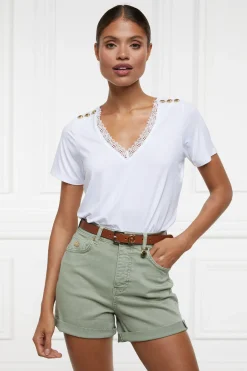 Holland Cooper Shorts|Shop By Product-High Rise Denim Short Sage