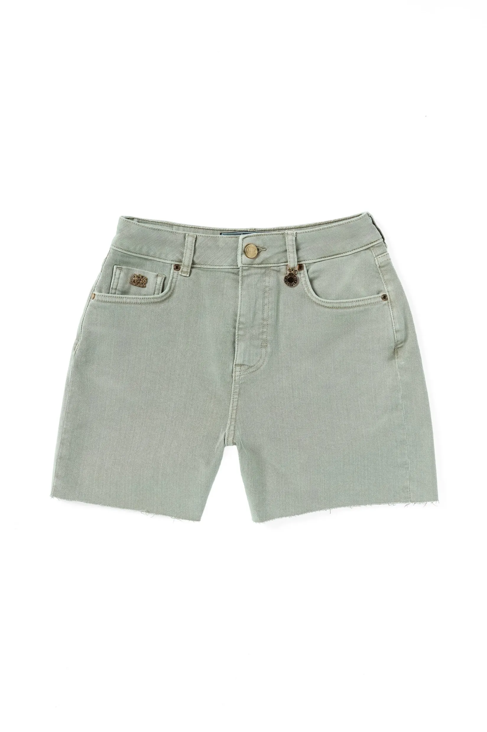 Holland Cooper Shorts|Shop By Product-High Rise Denim Short Sage