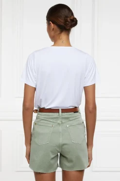 Holland Cooper Shorts|Shop By Product-High Rise Denim Short Sage