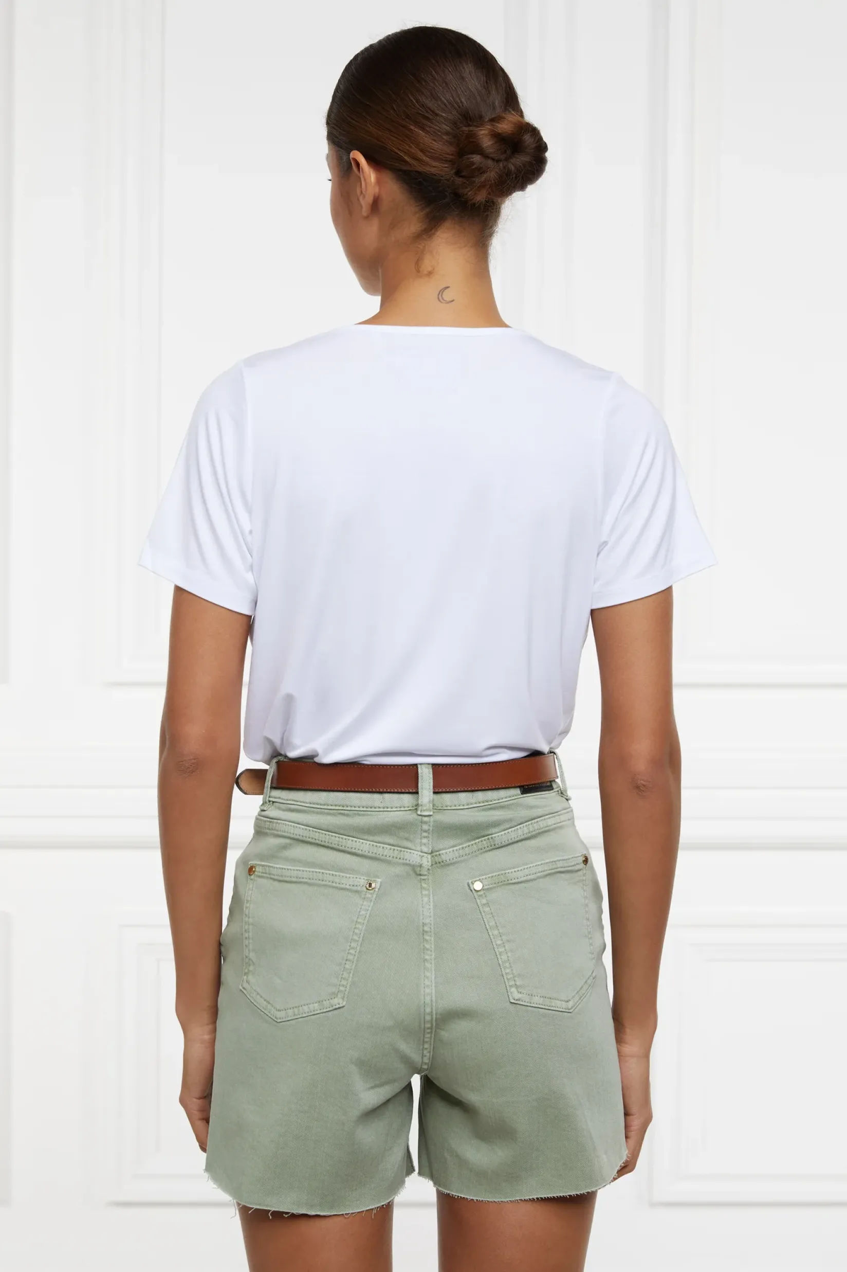 Holland Cooper Shorts|Shop By Product-High Rise Denim Short Sage