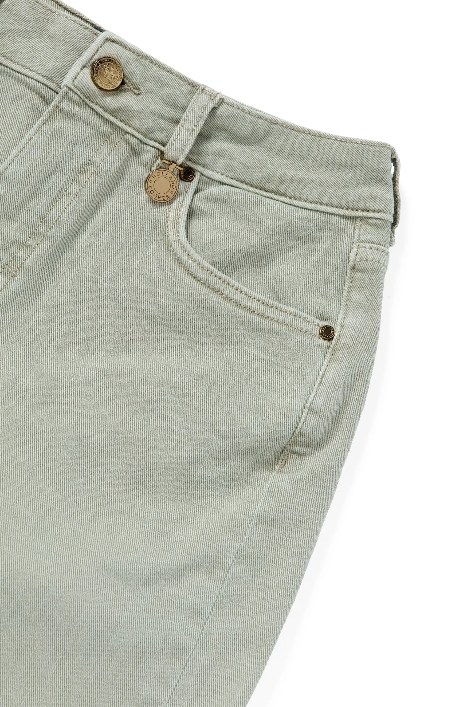 Holland Cooper Shorts|Shop By Product-High Rise Denim Short Sage