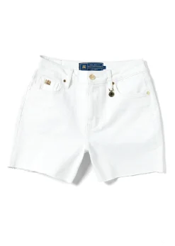 Holland Cooper Shorts-High Rise Denim Short Optic White