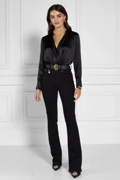Holland Cooper Jeans|Wardrobe Staples-High Rise Flared Jean Stay Black