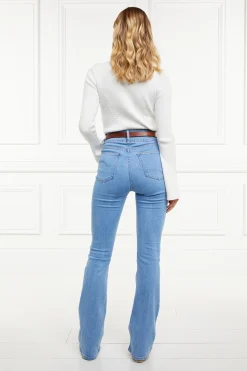 Holland Cooper Jeans-High Rise Flared Jean Light Denim