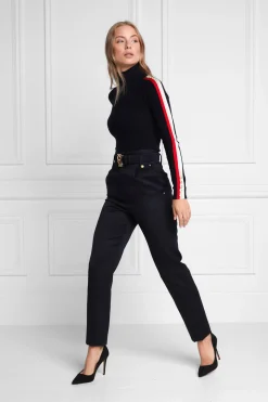 Holland Cooper Trousers-High Waisted Peg Trouser Navy Barathea
