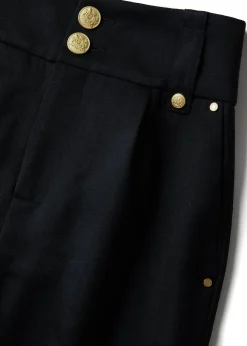 Holland Cooper Trousers-High Waisted Peg Trouser Navy Barathea