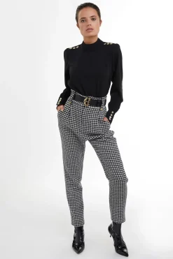 Holland Cooper Trousers-High Waisted Peg Trouser Houndstooth