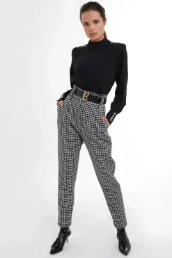 Holland Cooper Trousers-High Waisted Peg Trouser Houndstooth