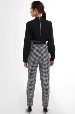 Holland Cooper Trousers-High Waisted Peg Trouser Houndstooth