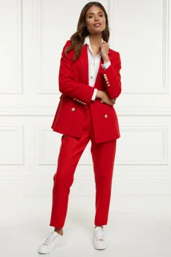 Holland Cooper Trousers|In Stock Tailoring-High Waisted Peg Trouser Red Barathea