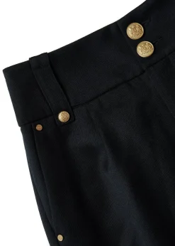 Holland Cooper Trousers|In Stock Tailoring-High Waisted Peg Trouser Black Barathea