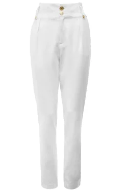 Holland Cooper Trousers-High Waisted Peg Trouser Oyster Linen