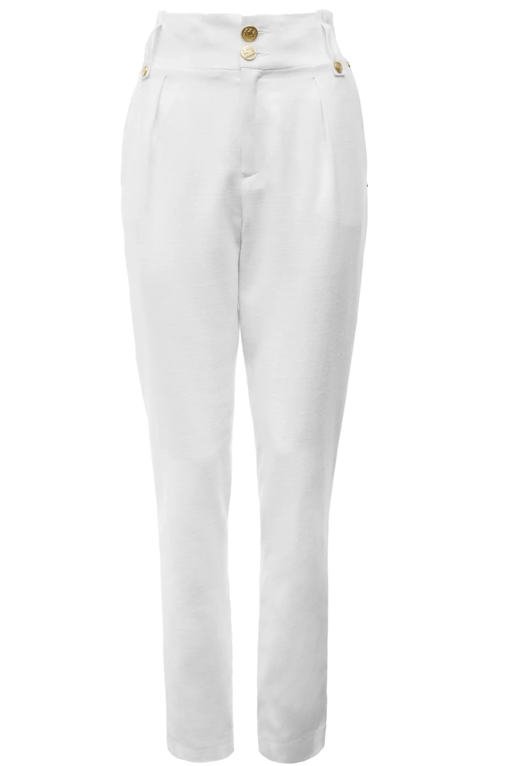 Holland Cooper Trousers-High Waisted Peg Trouser Oyster Linen