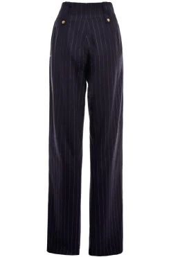 Holland Cooper Gifts For Her|Trousers-High Waisted Straight Trouser Navy Chalk Pin Stripe