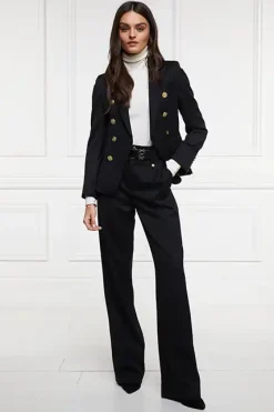 Holland Cooper Gifts For Her|Trousers-High Waisted Straight Trouser Black Barathea