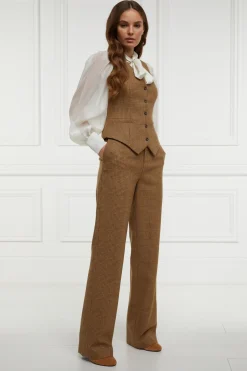 Holland Cooper Trousers-High Waisted Straight Trouser Tawny
