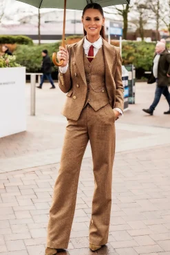Holland Cooper Trousers-High Waisted Straight Trouser Tawny