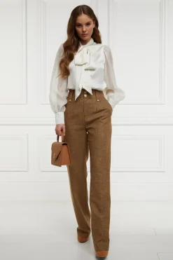 Holland Cooper Trousers-High Waisted Straight Trouser Tawny