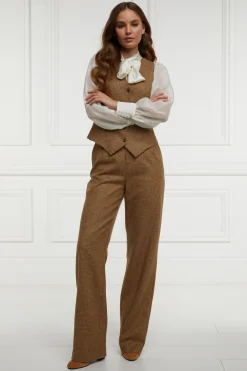 Holland Cooper Trousers-High Waisted Straight Trouser Tawny