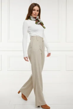 Holland Cooper Trousers|Workwear Wardrobe-High Waisted Straight Trouser Oatmeal