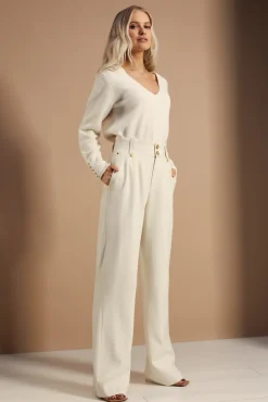 Holland Cooper Trousers|Workwear Wardrobe-High Waisted Straight Trouser Ivory