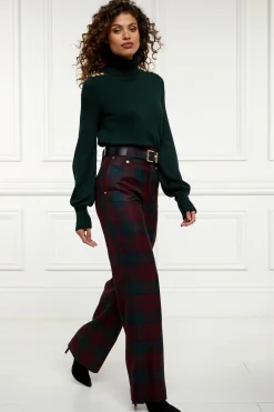 Holland Cooper In Stock Tailoring|Trousers-High Waisted Straight Trouser Mulberry Tartan