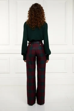 Holland Cooper In Stock Tailoring|Trousers-High Waisted Straight Trouser Mulberry Tartan