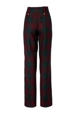 Holland Cooper In Stock Tailoring|Trousers-High Waisted Straight Trouser Mulberry Tartan